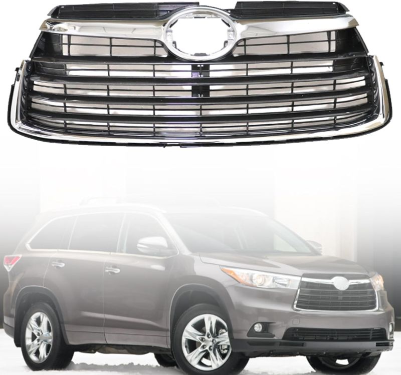 Photo 1 of GXARTS Chrome Bumper Front Upper Grill Grille 53102-0E040, 531010E200 Compatible with Toyota Highlander 2014-2016

