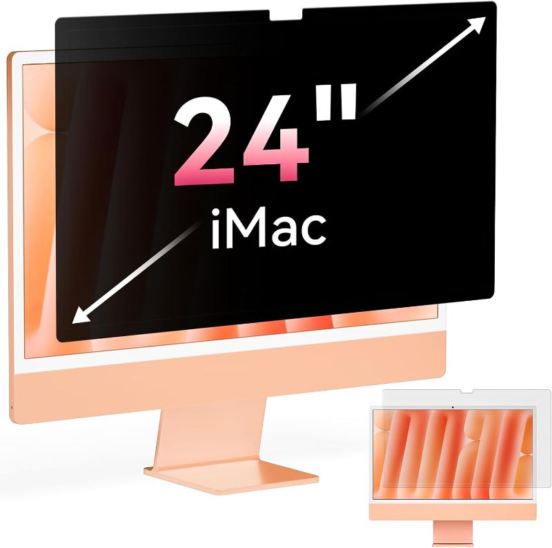 Photo 1 of 2025 Upgraded iMac Privacy Screen for 24 Inch 2021-2025 Destop Computer Monitor, Anti Glare Blue Light Filter Shield, Anti Spy Privacy Protector
