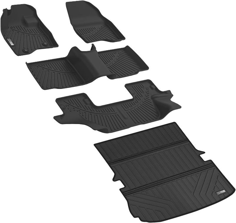 Photo 1 of Floor Mats & Cargo Liner for 2015 2016 2017 2018 2019 Ford Explorer,1st & 2nd & 3rd Row with Trunk Mat Full Set,TPE All Weather Rubber Mat
