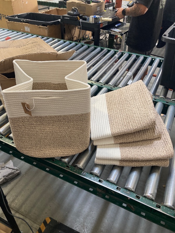 Photo 1 of NaturalCozy Storage Cubes 11 Inch Cotton Rope Woven Baskets for Organizing, 3-Pack | Cube Bin Square Shelves Organizer, Classroom, Kids Toy Bins, Closet, Baby Nursery
