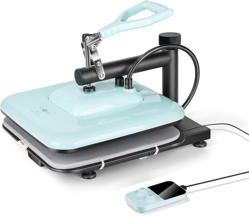Photo 1 of HTVRONT Heat Press Machine for T-Shirts, Heat Press 15 x 15 Professional Heats Up Fast & Distribute Heat Evenly, Swing Away T-Shirt Press Machine for HTV, Sublimation, Heat Transfer Projects (Blue)
