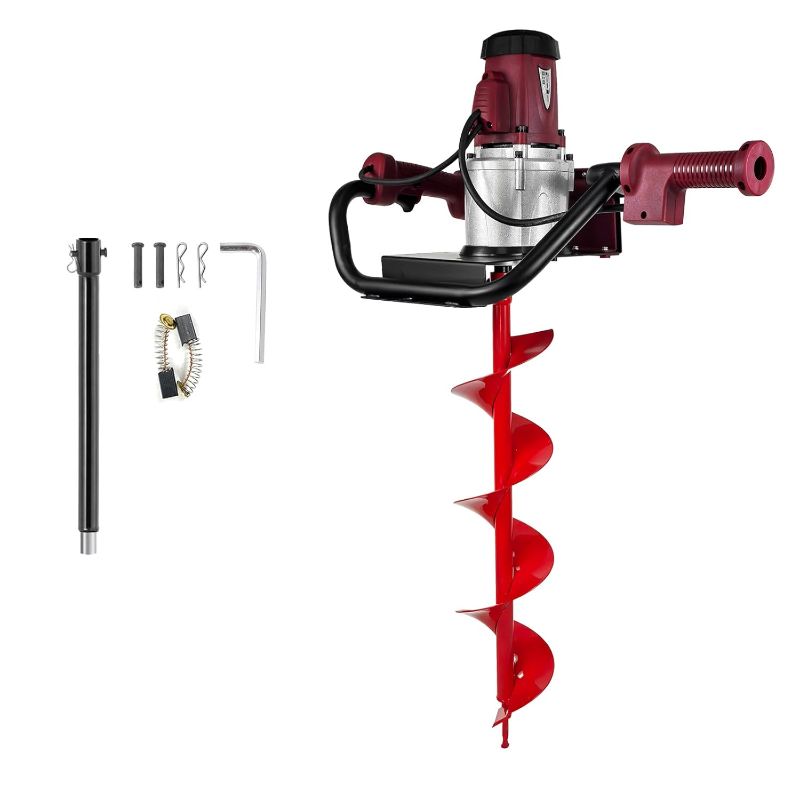 Photo 1 of 1500W Electric Post-Hole Digger with 6-Inch Auger Bit, Earth Auger Drill, Auger Bit Earth Auger, Ideal for Post Hole Digging, Drilling, Tree Planting, Red
