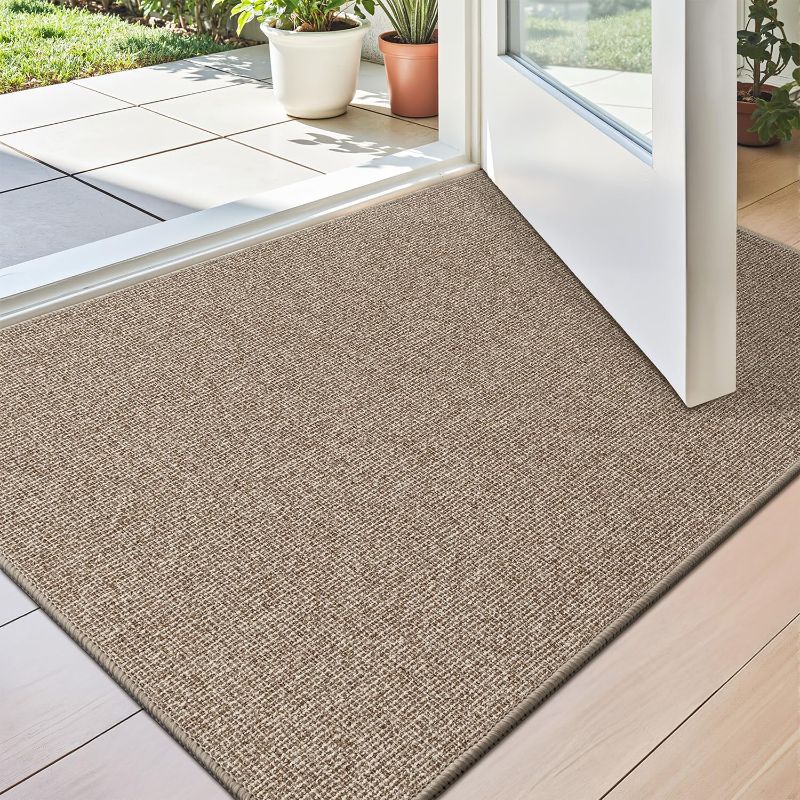 Photo 1 of LUMI Indoor Door Mat 32"x47", Ultra Thin Low Profile Non-Slip Doormat for Home Entrance, Absorbent & Stain-Resistant Welcome Mats, Washable Entryway Mat for Front Door, Patio, Porch, Khaki
