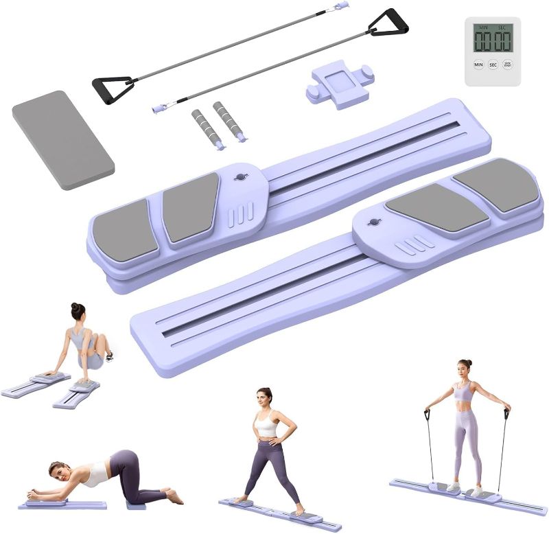 Photo 1 of Pilates Board for Home Workout - Upgraded 7 in 1 Portable Pilates Reformer Set, Multifunctional Ab Trainer with Resistance Bands & LED Timer, Pilates Board for Women Full Body Workout
