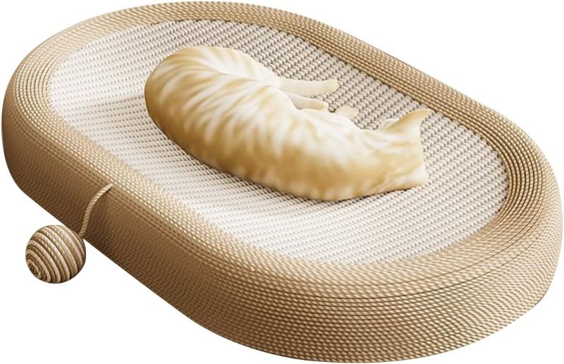 Photo 1 of Panup Sisal Cat Scratcher - 24" Cat Scratcher Cardboard, 3 in 1 Oval Cat Scratching Bed Pad with Play Ball, Durable Cat Scratch Lounge for Indoor Cats, Kittens & Puppies
