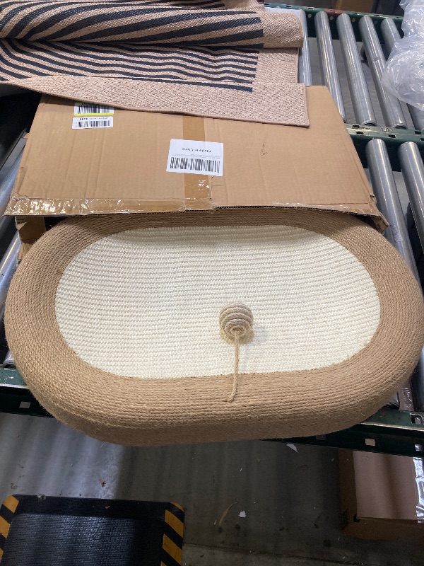 Photo 1 of Panup Sisal Cat Scratcher - 24" Cat Scratcher Cardboard, 3 in 1 Oval Cat Scratching Bed Pad with Play Ball, Durable Cat Scratch Lounge for Indoor Cats, Kittens & Puppies
