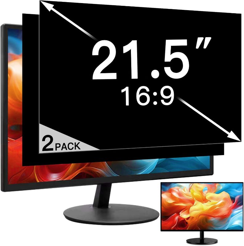 Photo 1 of 2 Pack 21.5 Inch Privacy Screen for Computer Monitor, Eye Protection Anti Glare Computer Screen Cover, Removable Anti-Scratch Computer Screen Privacy Shield for 21.5'' 16:9 Aspect Ratio Monitors
