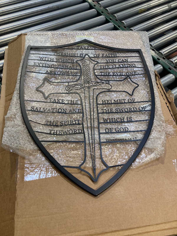 Photo 1 of Cpcdaosk Armour of God Metal Wall Art, Bible Verse Large Wall Decor, Christian Cross Religious Hanging Sign for Living Room Bedroom Bathroom Study Room Decoration