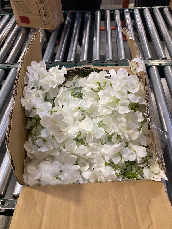 Photo 1 of Auihiay 204PCS Hydrangea Artificial Flowers, Silk Artificial Hydrangea Flowers Heads with Stems, Faux White Flowers for Wedding Centerpieces, Arch and Background, Bridal Shower and Home Decor (Ivory)

