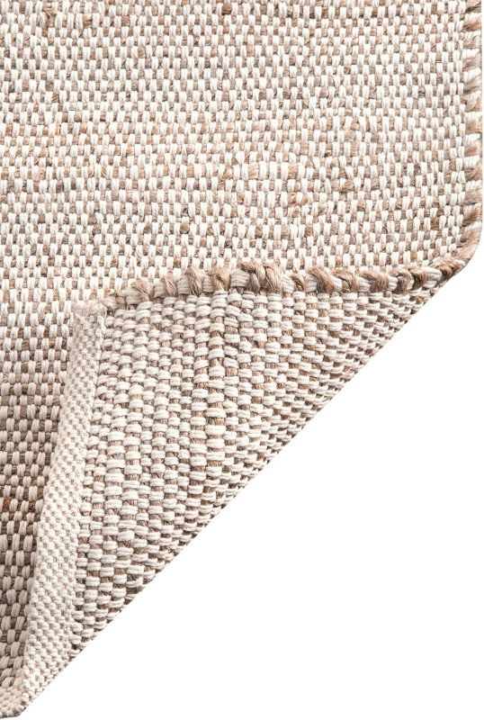 Photo 1 of S & L Homes Jute Cotton Hand Woven Natural Farmhouse Area Rug for Living Room - Rustic Vintage Bohemian Décor - (8' x 10' Natural)
