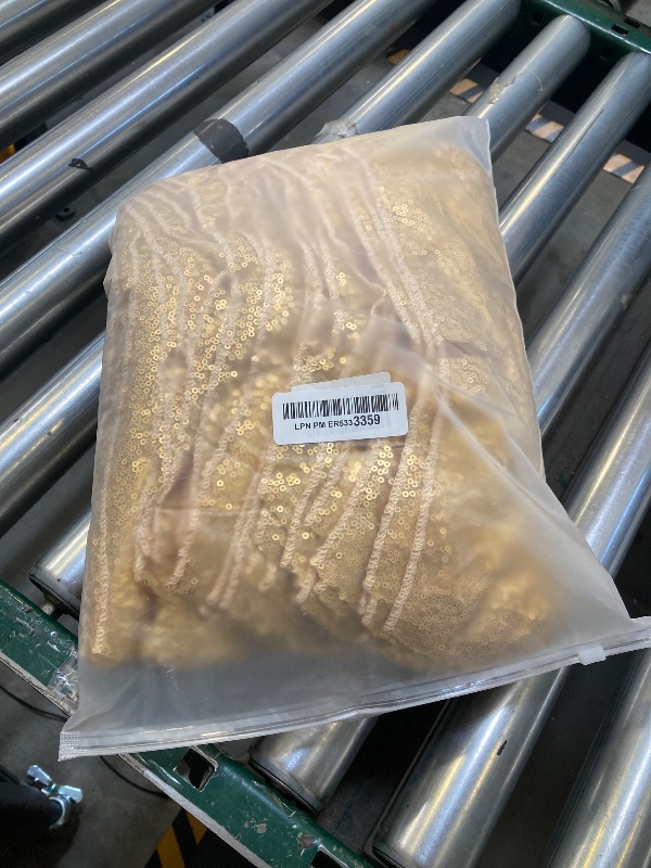 Photo 1 of 50 PCS Stretch Sequin Chair Sashes Chair Stretchy Spandex Bands for Wedding Reception Events Banquets Chairs Decoration (Gold)