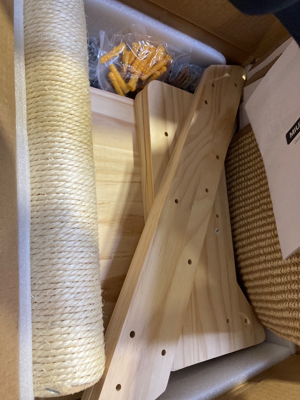 Photo 1 of A Cat Wall Shelves Set – 5PCS Extra-Large Mounted Cat Furniture with 2 Wide Platforms, Sisal Scratch Post, Solid Wood Climbing System for Large Indoor CatsX004OL3EPF