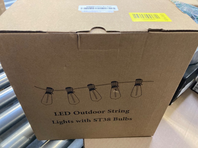 Photo 1 of Brightever LED Outdoor String Lights 100FT Patio Lights with 52 Shatterproof ST38 Vintage Edison Bulbs, Outside Hanging Light Waterproof for Porch, Deck, Garden, Backyard, Balcony, Dimmable 2700K