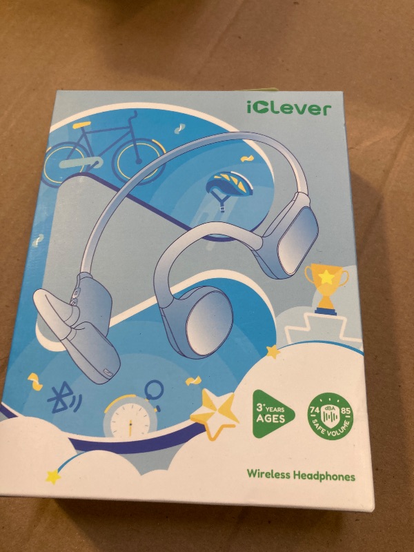 Photo 1 of iClever Kids Bluetooth Headphones, Air Conduction Open Ear Headphones, Safe Volume 74&85dBA, 360° Bending Resistance Durable, 11.5H Playtime, Bluetooth 5.4 Kids Wireless Headphones for Travel/School