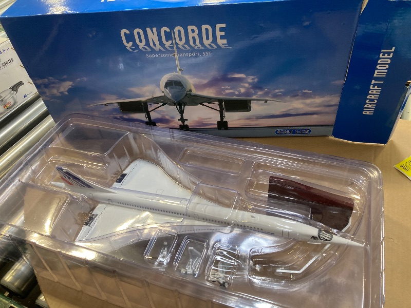 Photo 1 of 1/125 Scale Concorde Model Airplane - Air France Livery - 19.6 Inch Length, Rolling Wheels, Resin Material - Perfect for Gifting and Collecting
