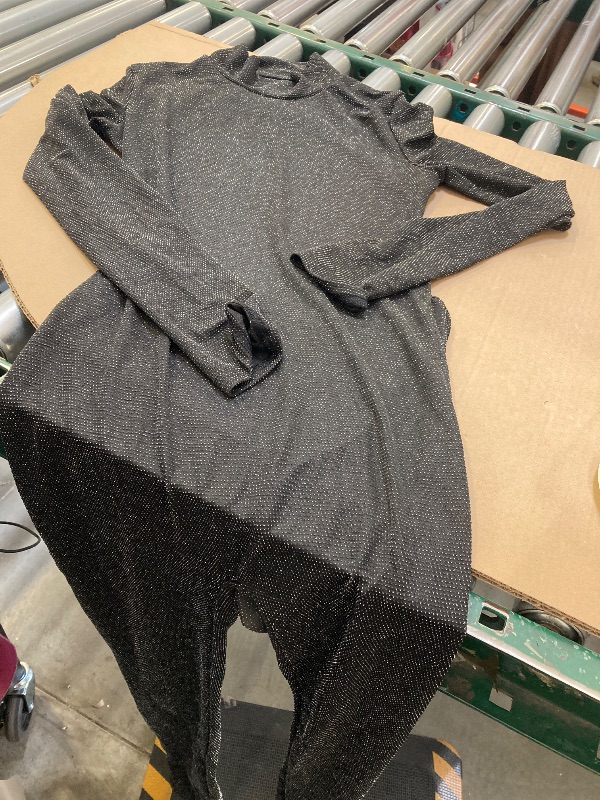 Photo 1 of L--Black Glitter one piece back out pants turtleneck