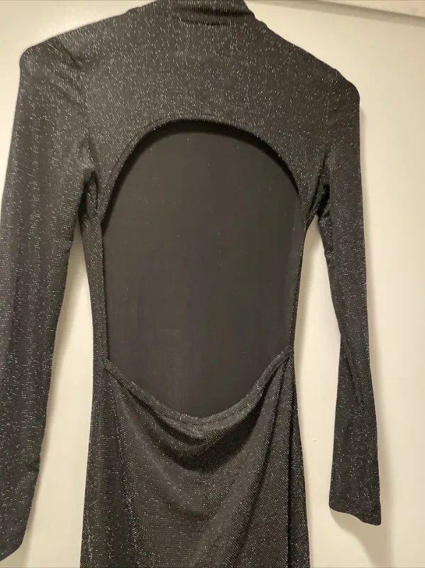 Photo 1 of L--Black Glitter one piece back out pants turtleneck