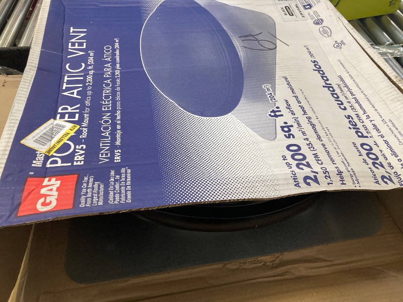 Photo 1 of GAF Master Flow - 1250 CFM Power Roof Ventilation Fan - ERV5BL - with Energy-Efficient Design, Durable Galvanized Steel, Powerful Cooling for Attic Spaces Up to 2200 sq. ft.
