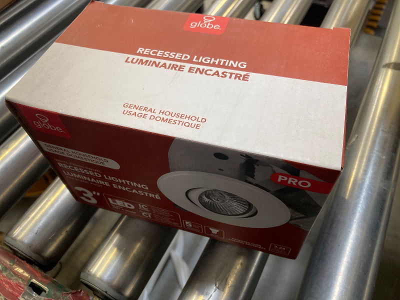 Photo 1 of Globe Electric 90679 3" Swivel Round Trim Recessed Lighting Kit, White, Easy Install Push-N-Click Clips, 3.25" Hole Size, Adjustable Ceiling Light, IC Rated, GU10 Base Bulb Not Included