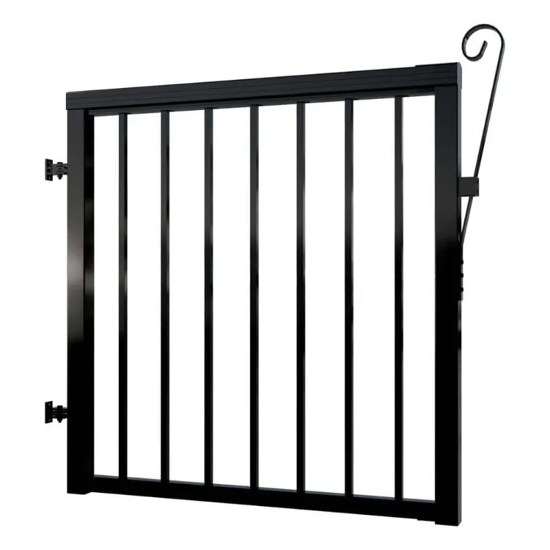 Photo 1 of PEAK Aluminum Railing 42 in. x 40 in. Black Aluminum Deck Railing Picket Gate
