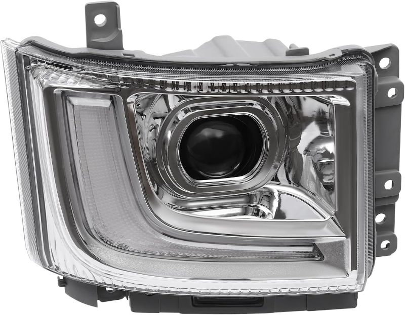 Photo 1 of Front Headlight Assembly For 2023-2024 ISUZU NPR-HD NRR NQR 5.2L/6.0L, Right Passenger Side Replacement, Halogen Headlamp Clear Lens
