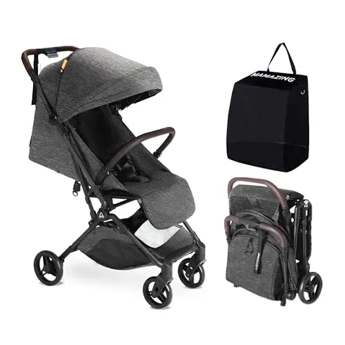Photo 1 of MAMAZING Lightweight Baby Travel Stroller with Carbon Fiber Frame, Compact & Airplane-Friendly, One-Handed Folding Design, 11.6 lbs, Perfect for Toddlers, Jet
