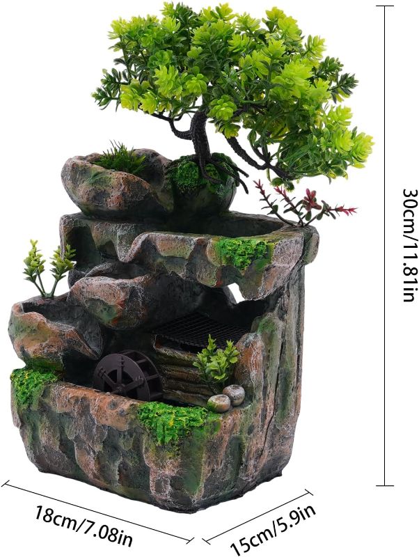 Photo 1 of Gdrasuya10 Indoor Water Fountains, Waterfountain Indoors Rockery Fountain Goldfish Waterfall Desktop LED Decorat Tabletop Rockery, Small Waterfall for Home Office Bedroom Relaxation US Plug
