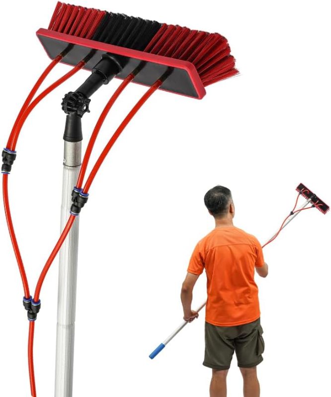 Photo 1 of DYRABREST Water Fed Pole Kit Window Cleaning Brush Outdoor Window Glass Solar Panel Cleaning Extendable Telescopic Pole Water Fed Brush Spray Washer (US Stock)
