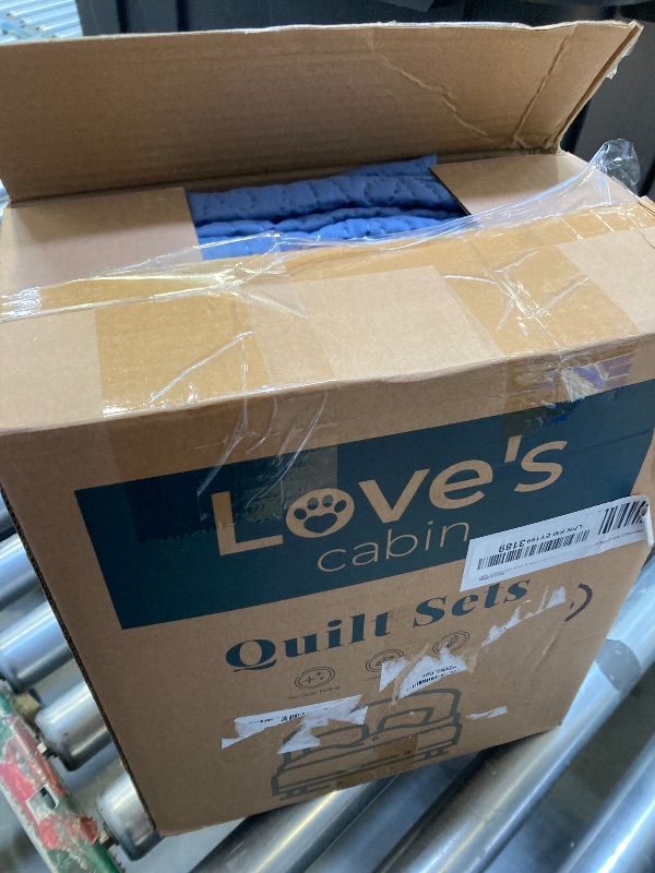Photo 1 of Love's cabin Quilts for Queen Bed Blue Bedspreads - Soft Bed Summer Lightweight Bedspread Comforter - Modern Style Coin Pattern Coverlet for All Season - 3 Pieces (1 Quilt, 2 Pillow Shams)