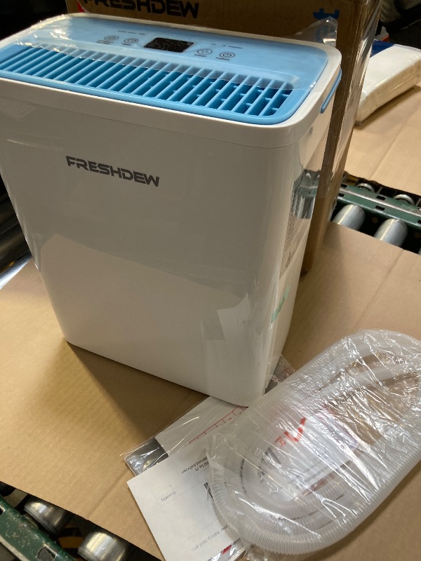 Photo 1 of FRESHDEW Dehumidifier, 30 Pints Dehumidifiers for Home, 1500 Sq. Ft Dehumidifiers with Drain Hose, 0.52 Gallon Water Tank for Basement Bathroom Bedroom, Overflow Protection, 24H Timer (1500 Sq.ft)