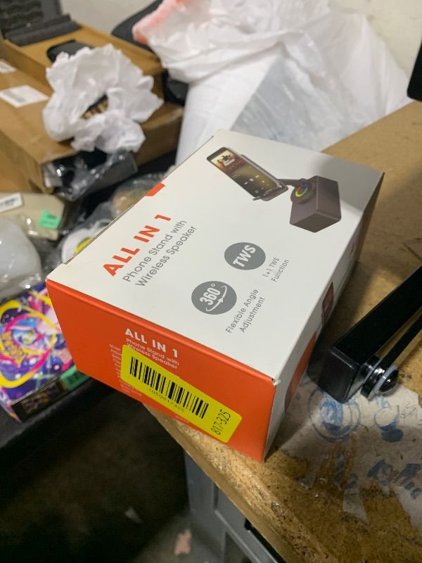 Photo 1 of Cell Phone Stand with Wireless Bluetooth Speaker, LED, Anti-Slip Base HD Surround Sound,Perfect for Home/Outdoor with Bluetooth Speaker for Desk Compatible with iPhone/ipad/Android,Gifts for Men Women