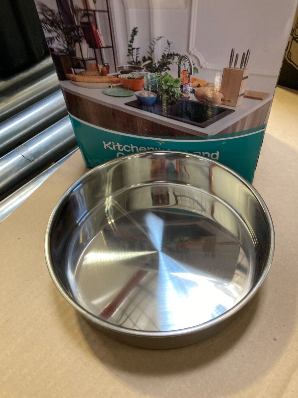 Photo 1 of 1pc----E-far 8 Inch Cake Pan   Stainless Steel Round Layer Cake Baking Pans, Non-Toxic & Healthy, Mirror Finish & Dishwasher Safe
