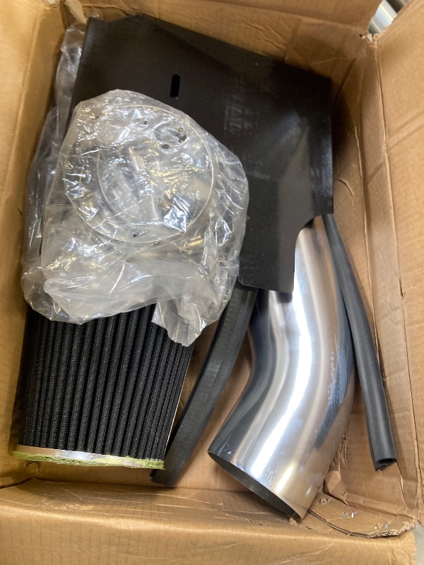 Photo 1 of 4 Inch Performance Cold Air Intake Filter Kit with Heat Shield for 99-06 GMC/Chevy V8 4.8L 5.3L 6.0L Silverado 1500 2500 3500 (Silver & Black)