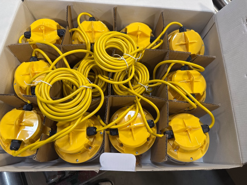 Photo 1 of 100ft LED Construction String Lights, 150W 15000LM Super Bright LED String Work Light, Construction Temporary Lights Apply to Renovation, Courtyard, Jobsite, and All Outdoor Lighting (100ft-10lights)