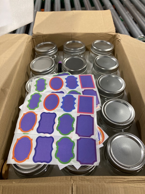 Photo 1 of 8 oz Mason Jars 30 Pack?Small Glass Containers with Lids?8oz Mason Jars with Lids,Canning Jars,The set includes 1 wooden spoons, 8 stickers, and a purple pen?Ideal for jams, spices, candy