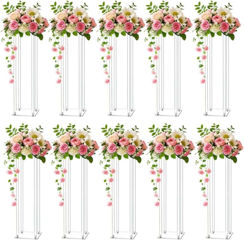 Photo 1 of 23.62inch 10pcs Acrylic Flower Vases Centerpiece Table Decorations Flower Stand for Wedding Centerpieces for Tables