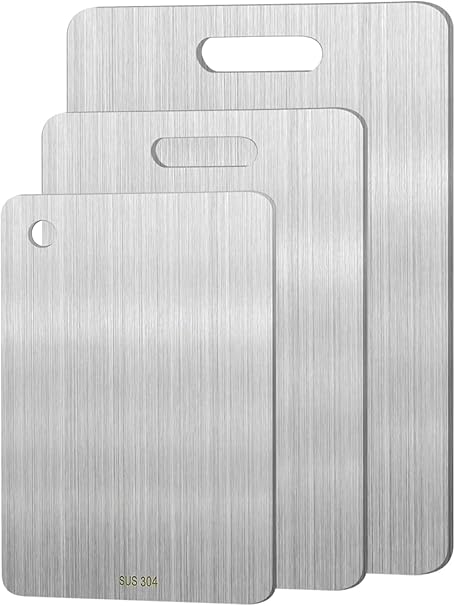 Photo 1 of 3pcs Stainless Steel Cutting Board Cutting Boards for Kitchen, Upgrade Double Sided Board, Thick Cutting Board for Home Kitchen Cooking