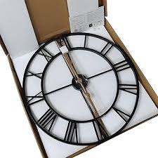Photo 1 of 24 Inch Thicker Metal Large Wall Clock Home Decorative Industrial Clocks with Big Roman Numerals,Retro Oversized Clock for Living Room Decor,Battery Operated(Black-Roman)