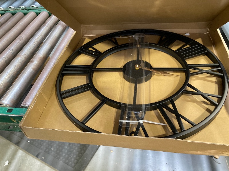 Photo 1 of 24 Inch Thicker Metal Large Wall Clock Home Decorative Industrial Clocks with Big Roman Numerals,Retro Oversized Clock for Living Room Decor,Battery Operated(Black-Roman)