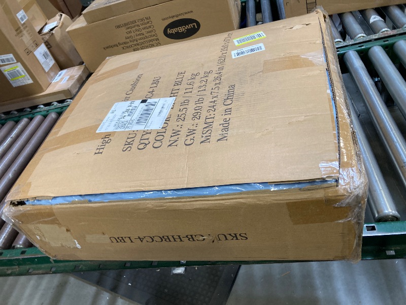 Photo 1 of 22 in. x 47 in. Seat/Back Outdoor Chair Cushion, Outdoor High Back Dining Chair Cushion in Light Blue