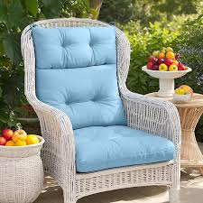 Photo 1 of 22 in. x 47 in. Seat/Back Outdoor Chair Cushion, Outdoor High Back Dining Chair Cushion in Light Blue