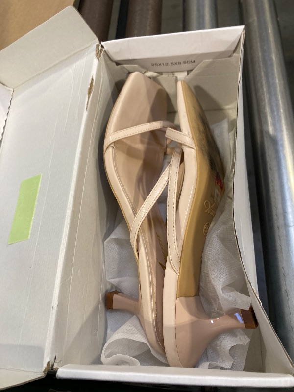 Photo 1 of Athlefit Nude Kitten Heels for Women Flip Flops Square Open Toe Strappy Low Heels Sexy Party Wedding Dress Thong Heeled Sandals Nude Size 5.5