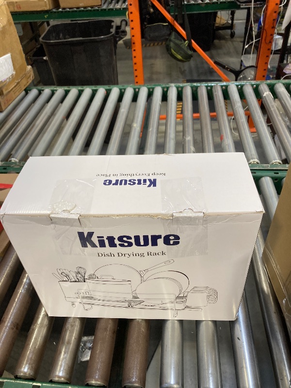 Photo 1 of Kitsure Large Dish Drying Rack - Extendable Dish Rack, Multifunctional Dish Rack for Kitchen Counter, Anti-Rust Dish Drainers with Cutlery & Cup Holders 19.2"-26.7" L x 12.9" W, Grey