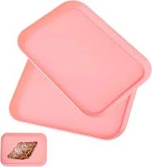 Photo 1 of 3 Pack Pink Plastic Serving Trays for Party Serving Food - Rectangular, 8.66 by 12 in, Heavy Duty Dessert Trays for Food Erving Platters for Party Tray Decor Veggie,Snack
