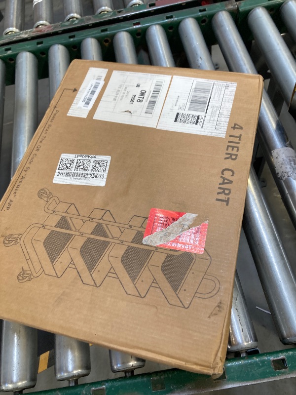 Photo 1 of 4-Tier White Rolling Cart,Metal Utility Rolling Cart with Handle,Steel Multifunction Rolling Carts with Wheels,Kitchen Storage Carts Suitable for Office,Home,Kitchen,Garden(13.4"x18.1"x40") White