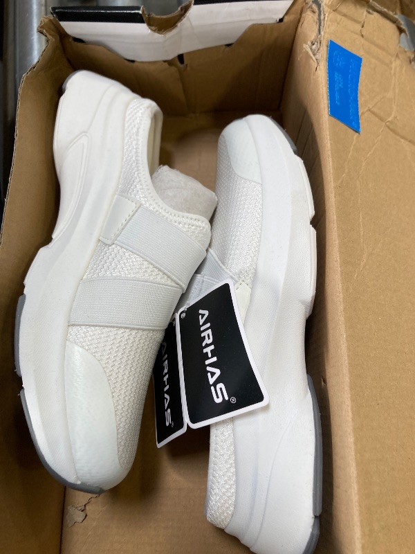 Photo 1 of AIRHAS Women's Slip On Shoes Lightweight Walking Mules for Women House Slippers with Arch Support for Indoor and Outdoor (White, US6)