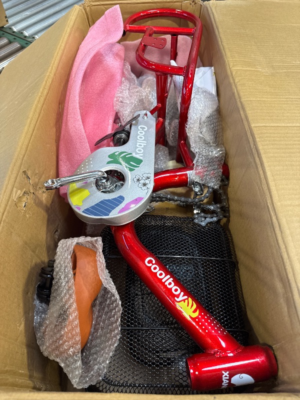 Photo 1 of 12 inch Trike,Kids Tricycle,Kids Trike,for Ages 3+ Beginner Riders, with Front Rear Basket and Passenger Seat, for Shopping Picnic Outdoor Kids Playground Sports,Multiple Colors (Red)