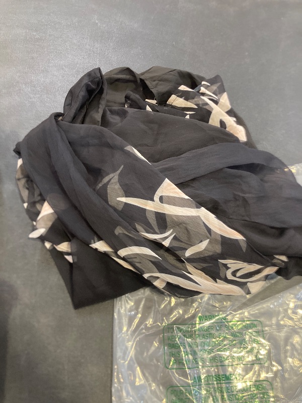 Photo 1 of CUPSHE Women's V Neck Chiffon Sheer Long Sleeve Floral Print A Line Mini Dress Black, L