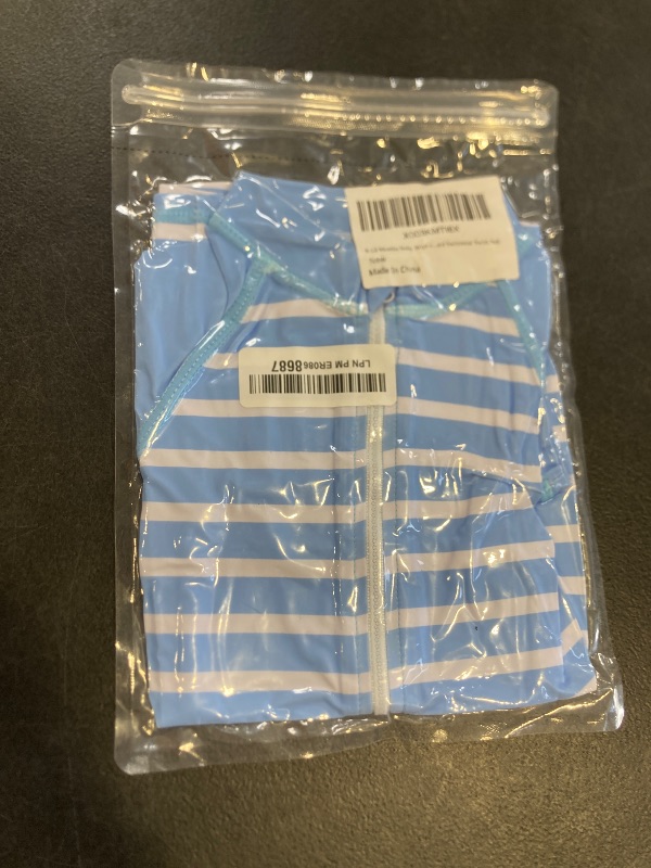 Photo 1 of 6-12 Months Baby Boys and Girls Swimsuit Blue Striped Long Sleeve Sunsuit One Piece Rash Guard Swimwear Swim Suit
