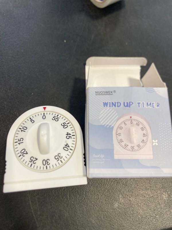 Photo 1 of 60 Minute Wind Up Timer, Visual Mechanical Timer with Loud Alarm, Manual Countdown Timers for Classroom, Home, Study and Cooking (White)